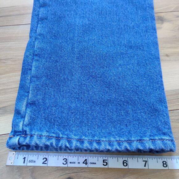 L.L. Bean Classic Fit Green Fleece Lined Mens Tag 35x29 (33X28) Blue Jeans Heavy - Picture 14 of 15